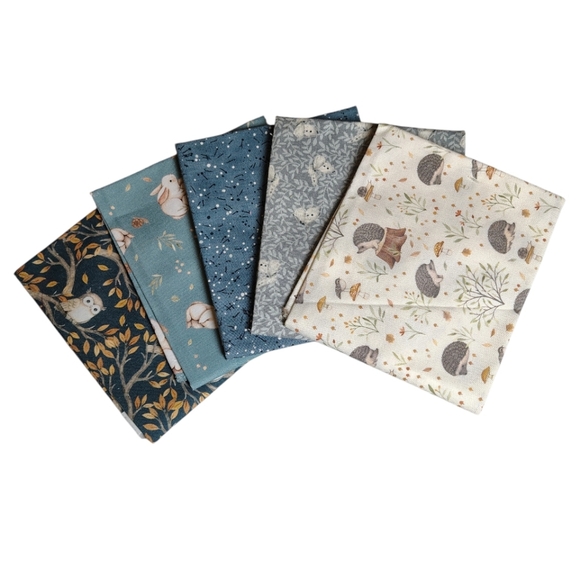 Vintage Custom Blue Gray White Character Fat Quarters Quilt Fabric Bundle - Picture 2 of 7